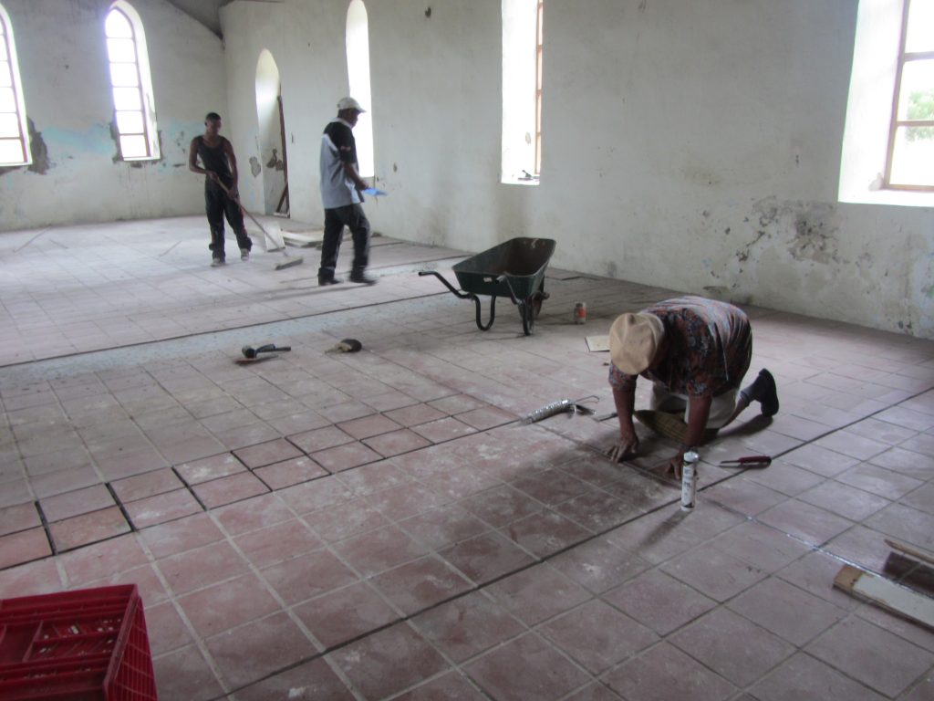 Repairing the floor in February 2016