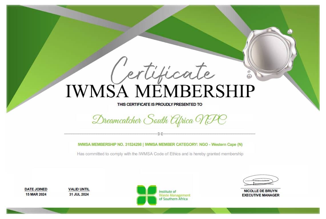 Institute of Waste Management of Southern Africa certificate